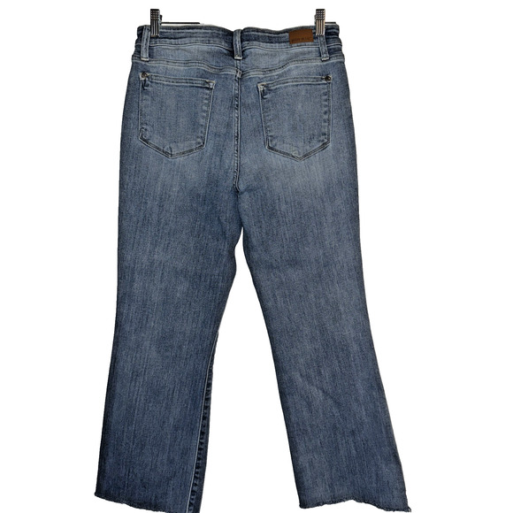Judy Blue Jeans Sz 9/29 Blue Bootcut Raw Hem Stretch Slimming Comfort - Picture 8 of 9